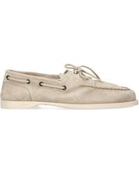John Lobb - Suede Foil Boat Shoes - Lyst