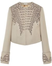 McQueen - Wool Beaded Cropped Jacket - Lyst