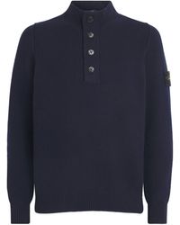 Stone Island - Wool-Blend Button-Up Sweater - Lyst