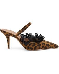 Malone Souliers - Suede Leopard Print Cecile Heeled Mules 70 - Lyst