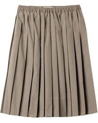 Miu Miu - Cotton-Blend Pleated Midi Skirt - Lyst