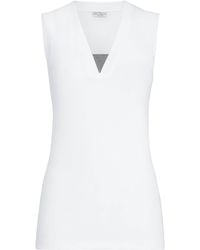 Brunello Cucinelli - Embellished Stretch-Cotton T-Shirt - Lyst