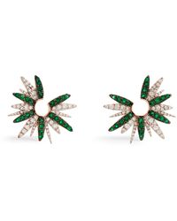 BeeGoddess - Rose Gold, Diamond And Emerald Hera Earrings - Lyst
