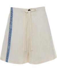 JW Anderson - Cotton-linen Logo Stripe Shorts - Lyst