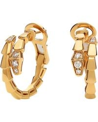 BVLGARI - And Diamond Serpenti Viper Hoop Earrings - Lyst