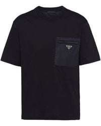 Prada - Cotton And Re-Nylon Pocket T-Shirt - Lyst