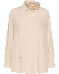 Marella - Crepe De Chine Flower-Detail Shirt - Lyst