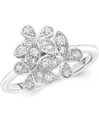 Graff - Mini White Gold And Diamond Triple Butterfly Ring - Lyst