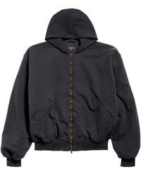 Balenciaga - Cotton Hooded Bomber Jacket - Lyst