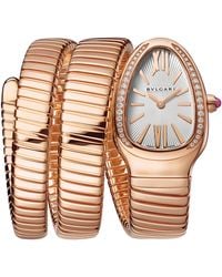 BVLGARI - Rose And Diamond Serpenti Tubogas Watch 35Mm - Lyst