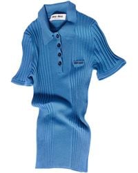 Miu Miu - Wool Logo Polo Shirt - Lyst