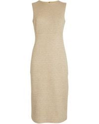 St. John - Tweed Embellished Midi Dress - Lyst