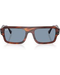 Ray-Ban - Tortoiseshell Flacko Rectangular Sunglasses - Lyst