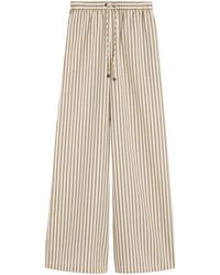 Max Mara - Cotton-Silk Stripe Drawstring Trousers - Lyst