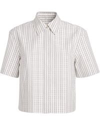 Agnona - Cotton-Silk Stripe Cropped Shirt - Lyst