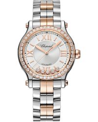 Chopard - Stainless Steel And Diamond Happy Sport Automatic Watch - Lyst