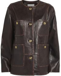 Sandro - Leather Distressed Jacket - Lyst