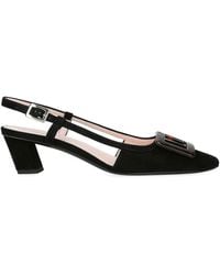 Roger Vivier - Suede Belle Vivier Slingback Pumps 45 - Lyst