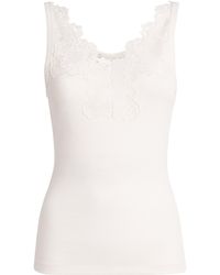 Sandro - Ribbed Lace-Trim Tank Top - Lyst