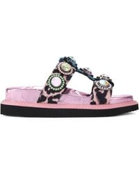 Kurt Geiger - Leather Orson Crystal Sandals - Lyst