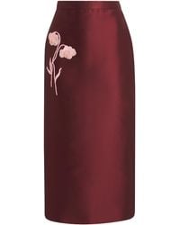 Erdem - Mikado Embroidered Midi Skirt - Lyst