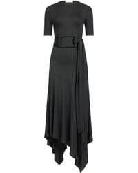 Alaïa - Satin Belted Midi Dress - Lyst