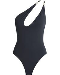 Moré Noir - Embellished One-Shoulder Swimsuit - Lyst