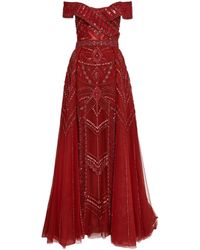 Zuhair Murad Embellished Off-the-shoulder Gown - Red