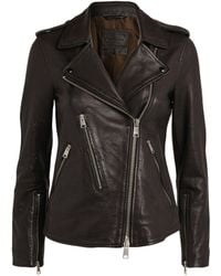 AllSaints Elva Leather Biker Jacket - Black