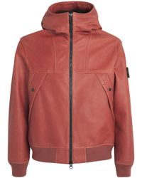 Stone Island - Leather Jacket - Lyst