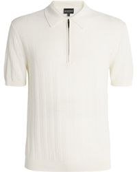 Emporio Armani - Cotton Quarter-Zip Polo T-Shirt - Lyst