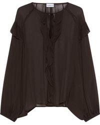 Marella - Crepon Sheer Ruffle Blouse - Lyst