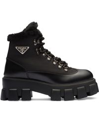 Prada - Monolith Biker Boots - Lyst