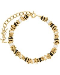 Saint Laurent - Pearl And Disk Loulou Necklace - Lyst