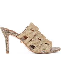 Kurt Geiger - Leather Embellished Chain Heeled Mules 85 - Lyst