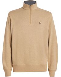 Polo Ralph Lauren Quarter-Zip Cotton Sweater in Blue for Men Lyst UK