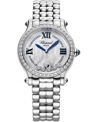Chopard - Stainless Steel And Diamond Happy Sport The First Automatic Watch 33mm - Lyst
