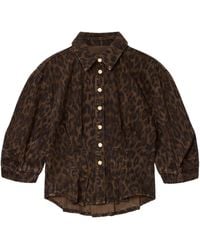 AllSaints - Denim Leopard Nancy Shirt - Lyst