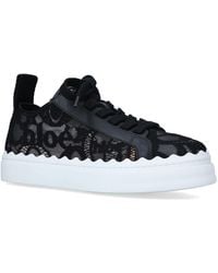 Chloé - Lauren Lace & Leather Sneaker - Lyst