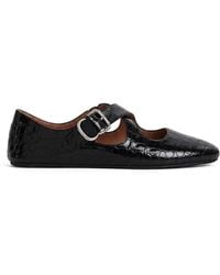 Alaïa - Croc-Effect Leather Criss-Cross Ballet Flats - Lyst