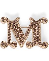 Max Mara - Embellished Monogram Brooch - Lyst