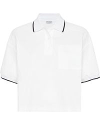 Brunello Cucinelli - Cotton Cropped Polo Shirt - Lyst