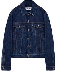 Loewe - Leather-Denim Hybrid Jacket - Lyst