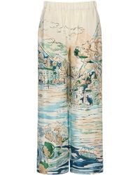 Weekend by Maxmara - Silk Lake Print Trousers - Lyst