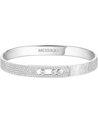 Messika - Move Noa Diamond And Half Pavé Chiselled Bangle - Lyst