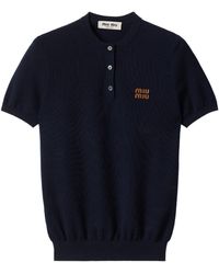 Miu Miu - Cashmere Logo Henley Sweater - Lyst
