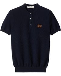 Miu Miu - Cashmere Logo Henley Sweater - Lyst