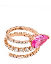SHAY - Rose Gold, Diamond And Pink Sapphire Spiral Teardrop Ring (size 6.75) - Lyst