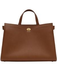 Burberry - Medium Leather Cotswolds Check Tote Bag - Lyst