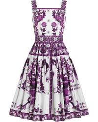 Dolce & Gabbana - Majolica Print Midi Dress - Lyst